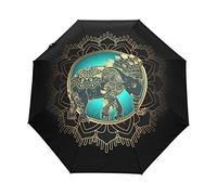 Art D’Éléphant Africain Parapluie Pliant Ouverture et Fermeture Automatique Protection UV Parapluies Pliant Coupe-Vent Ultra-léger pour Voyager Plage Femmes Enfants Fille