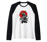 Art d'armure à l'encre Red Sun Samurai Warrior Twin Katana Manche Raglan