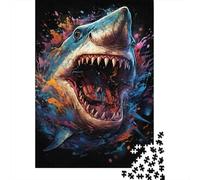 Art d'attaque de Requin 1000 Pièces Carton Robuste Puzzle Classique pour Adultes Défi du Jeu Éducatif Décoration Murale Idée Cadeau 70x50cm/1000pcs
