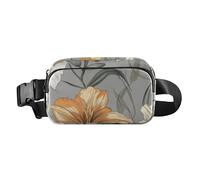 Art Daylily Sac à bandoulière mignon pour homme et femme avec sangle réglable pour entraînement, course à pied, randonnée Gris, Art Hémérocalle Gris, 1 size