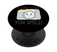 Art de caméra « J'adore Te Voir Sourire » PopSockets PopGrip Adhésif