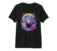 Art de Chat Fantastique en Forme de crâne de Fille, Style Gothique Pastel T-Shirt Haut de Gamme