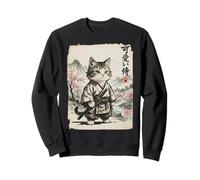 Art de Chat Japonais Vintage Sumi-e Samurai Cool Looking Sweatshirt