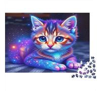 Art de Chaton Cosmique Puzzle 1000 Pièces Papier Écologique pour Enfants Débutants, Puzzle Ultra-Difficile, Loisir Après École, Puzzle Top Noté pour Enfants 38x26cm/1000pcs