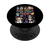 Art de Chiot Mignon de Mon Premier ami en Fourrure PopSockets PopGrip Adhésif
