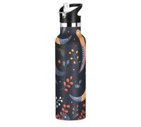 Art De Collation à RéPéTer Noir Bouteille d'eau pour Enfants en Acier Inoxydable,Gobelet Isotherme Sous Vide pour Filles Garçons