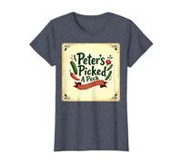 Art de comptines Picked A Peck de Peter T-Shirt, Femme, Bleu Chiné, XXL