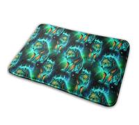 Art De Cool Thunder Cyan Wolf Paillasson D'Entree Lavable en Machine Tapis De Bain Durable Tapis De Douche pour Cuisine Baignoire Porte 40X60Cm