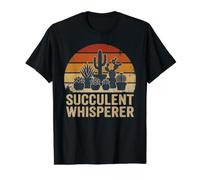 Art de Coucher de Soleil Vintage Succulent Whisperer pour Les Amoureux des Cactus T-Shirt Graphique avec Valeur, Homme, Noir, S