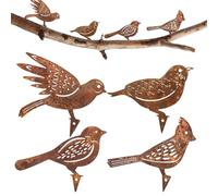 Art de Cour d'oiseau en métal rouillé - 4 pièces Bird de Jardin imperméable, Jardin Animal State Bird Metal Cable, Couleur pour Champs, Jardins, Parcs, hôtels