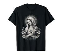 Art de dévotion de prière catholique en Forme de cœur de la Vierge Marie Mariale T-Shirt Graphique avec Valeur