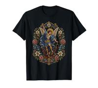 Art de dévotion médiéval de Saint Michel avec écailles Florales T-Shirt