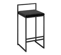 Art de Fer Tabourets de Bar Coussin de siège Souple en Flanelle Jambes Noir Métal Tabouret de Bar pour Accueil Compteur Cuisine Petit déjeuner Pub, Noir