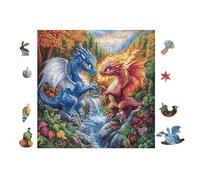 Art de feu de Dragons Jumeaux 100 Pieces Casse-tête Collectionneur en Carton Haute Densité Haute Difficulté Décoration Murale Cadeau Anniversaire Qualité Premium 28x28cm