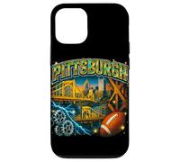Art de Football rétro Bootleg Bridges Skyline de Pittsburgh Coque pour iPhone 12/12 Pro