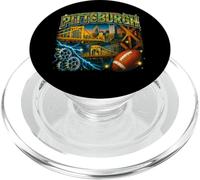 Art de Football rétro Bootleg Bridges Skyline de Pittsburgh PopSockets PopGrip pour MagSafe