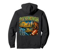 Art de Football rétro Bootleg Bridges Skyline de Pittsburgh Sweat à Capuche