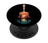 Art de Guitare Sunset Cactus Desert pour Lecteur de Musique Occidental PopSockets PopGrip Adhésif