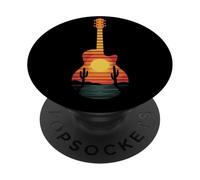 Art de Guitare Sunset Cactus Desert pour Lecteur de Musique Occidental PopSockets PopGrip Adhésif