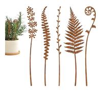 Art De Jardin En Fer Forgé Rustique,Ensemble de 5 Pièces en Fer Forgé pour Décor Extérieur - Lot De 5 Statues Vintage Fleurs Et Fougères Résistantes Aux Intempéries Pour Balcon Terrasse Parc Jardinièr