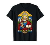 Art de la cathédrale de Saint Tenant des clés et des écritures en vitrail T-Shirt