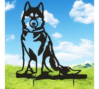 Art de la cour pour chiens, 26x29cm Metal Dog Garden Pleak, Silhouette noire à l'épreuve des intempéries Décor de jardin en plein air pour les amateurs d'animaux, la pendaison maison, le printemps