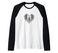 Art de la fierté Nationale des Bluebonnets du Texas en Forme de cœur et de Fleurs Sauvages Manche Raglan