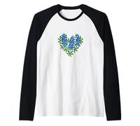 Art de la fierté Nationale des Bluebonnets du Texas en Forme de cœur et de Fleurs Sauvages Manche Raglan