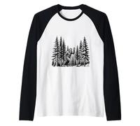 Art de la forêt Sauvage et Sombre d'observation de la cryptide Bigfoot Wave Manche Raglan