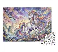 Art de la Licorne Arc-en-Ciel Puzzle 1000 Pièces Adultes Et Enfants,Premium,Carton,Défi,Anti-Stress,Jeu Éducatif,Déco Murale, Dès 14 Ans,Détente,Casse-tête 52x38cm