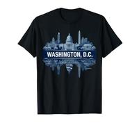 Art de la Ligne d'horizon du Capitole de Washington DC sur Une Seule Ligne T-Shirt