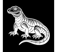 art de la linogravure représentant un dragon de Komodo Stickers muraux 42x46.6cm Plusieurs tailles disponibles Blanc