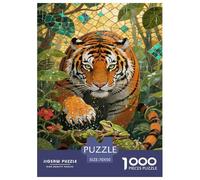 Art de la Puissance du Tigre Adultes Puzzles Animal 1000 Pièces Jeu De Défi Familial Jeux Éducatifs Décoration Intérieure Cadeaux d'anniversaire pour Noël Tueur Ennuyeux 70x50cm/1000pcs
