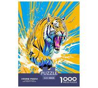 Art de la Puissance du Tigre Animal 1000 Pièces pour Adultes Puzzle Cadeaux De Pâques Jeux Éducatifs Jeu De Défi Familial Décoration Intérieure Relaxation Et Sagesse 38x26cm/1000pcs