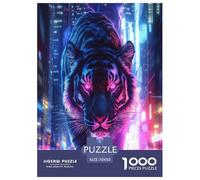 Art de la Puissance du Tigre Animal 1000 Pièces Puzzles Adultes Jeux Éducatifs Jeu De Défi Familial Cadeaux d'anniversaire pour Noël Décoration Intérieure Relaxation Et Sagesse 70x50cm/1000pcs