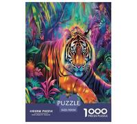 Art de la Puissance du Tigre Puzzle 1000 Pièces Animal pour Adultes Family Games Décoration Intérieure Jeux Éducatifs Cadeaux d'anniversaire pour Noël Tueur Ennuyeux 70x50cm/1000pcs