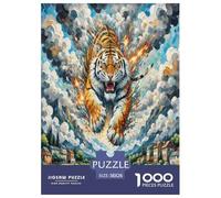 Art de la Puissance du Tigre Puzzle 1000 Pièces Animal pour Adultes Family Games Décoration Intérieure Jeux Éducatifs Cadeaux d'anniversaire pour Noël Tueur Ennuyeux 38x26cm/1000pcs