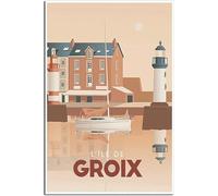 Art de la toile Groix île bretagne France Vintage voyage affiche peintures décoratives décoration de la maison chambre décor mur Sans cadre 30x45cm