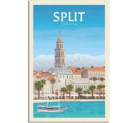 Art de la toile Split Croatie Vintage voyage affiche peinture peintures murales chambre décor décoration de la maison Sans cadre 30x45cm