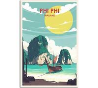 Art de la toile Thaïlande îles Phi Phi coucher de soleil Vintage voyage affiche peintures murales toile décoration de la maison Art Mural Sans cadre 30x45cm