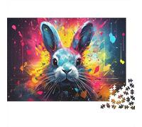 Art de Lapin coloré Puzzle 1000 Pièces pour Adultes, Un Jeu De Dexérité Très Difficile Puzzle Éducatif l'art De La Décoration Moderne 52x38cm/1000pcs