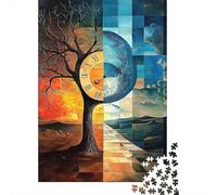 Art de l'arbre du Temps Puzzle 1000 Pièces Loisirs Personnels, Carton Recyclé Premium, Décoration Intérieure, Art Mural, Cadeau Pâques, Jeu Éducatif 38x26cm/1000pcs