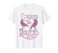 Art de l'Écriture Goth Luke 12:24 Consider The Ravens T-Shirt Graphique avec Valeur, Homme, Blanc, M
