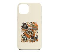 Art de Lecture Amusant pour Halloween avec Chat, fantôme, Citrouille Coque pour iPhone 13