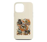 Art de Lecture Amusant pour Halloween avec Chat, fantôme, Citrouille Coque pour iPhone 13 Pro Max