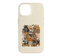 Art de Lecture Amusant pour Halloween avec Chat, fantôme, Citrouille Coque pour iPhone 14