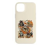 Art de Lecture Amusant pour Halloween avec Chat, fantôme, Citrouille Coque pour iPhone 14 Plus