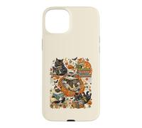Art de Lecture Amusant pour Halloween avec Chat, fantôme, Citrouille Coque pour iPhone 15 Plus
