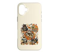 Art de Lecture Amusant pour Halloween avec Chat, fantôme, Citrouille Coque pour iPhone 16 Plus