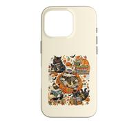 Art de Lecture Amusant pour Halloween avec Chat, fantôme, Citrouille Coque pour iPhone 16 Pro